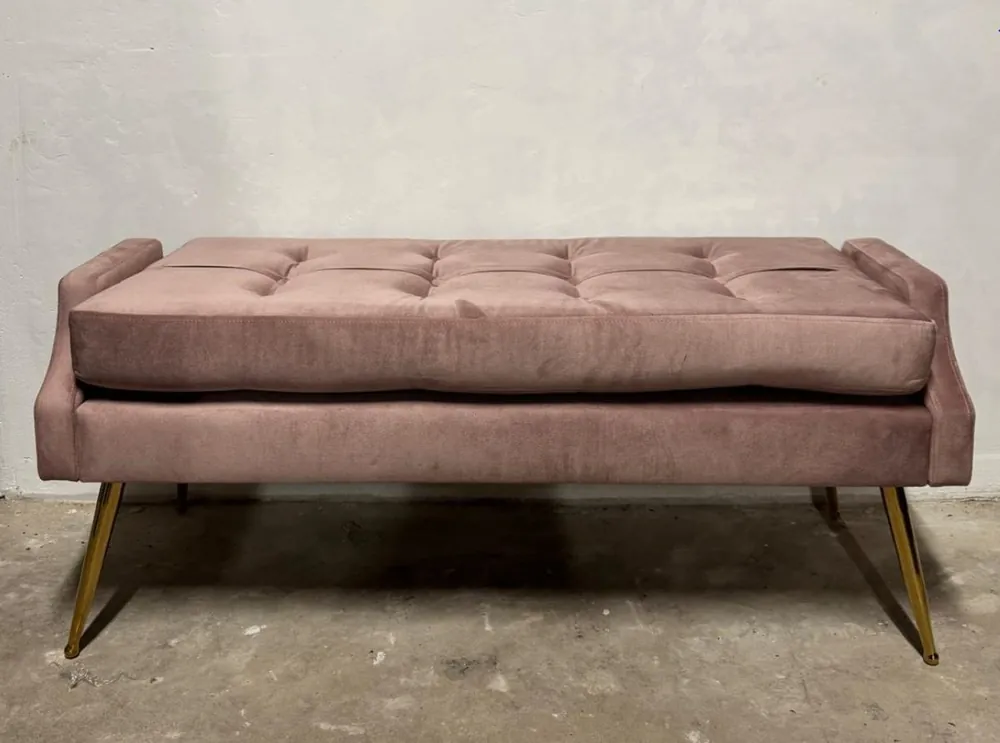 Sale Casa Padrino Luxury Velvet Bench Pink / Gold 121.5 cm - Luxury Furniture