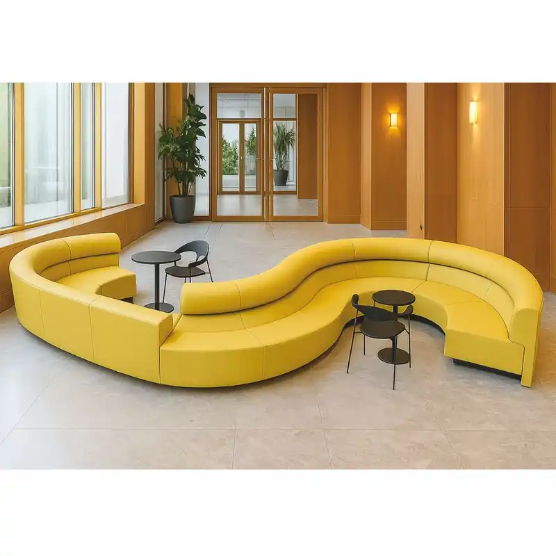 Top-Preis Casa Padrino sofá de lujo amarillo 700 cm - Sofá modular curvo de piel auténtica - Muebles de hoteles