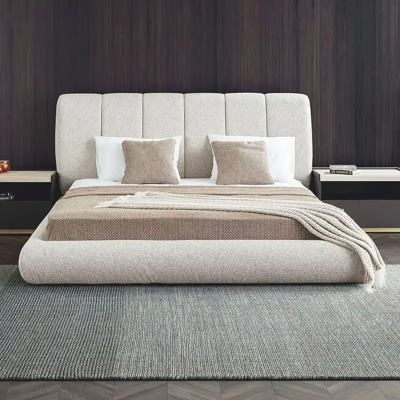 Direktkauf Casa Padrino cama doble de lujo gris claro 180x200 cm - Muebles para dormitorio y hotel