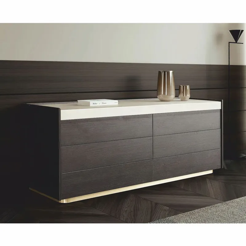 Knallerangebot Casa Padrino cómoda de lujo marrón oscuro / crema / latón 150 cm - Muebles de dormitorio
