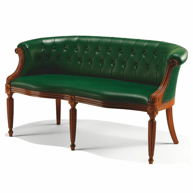 Casa Padrino sofá barroco de lujo de cuero genuino verde / marrón 136 cm - Hecho en Italia Top-Seller