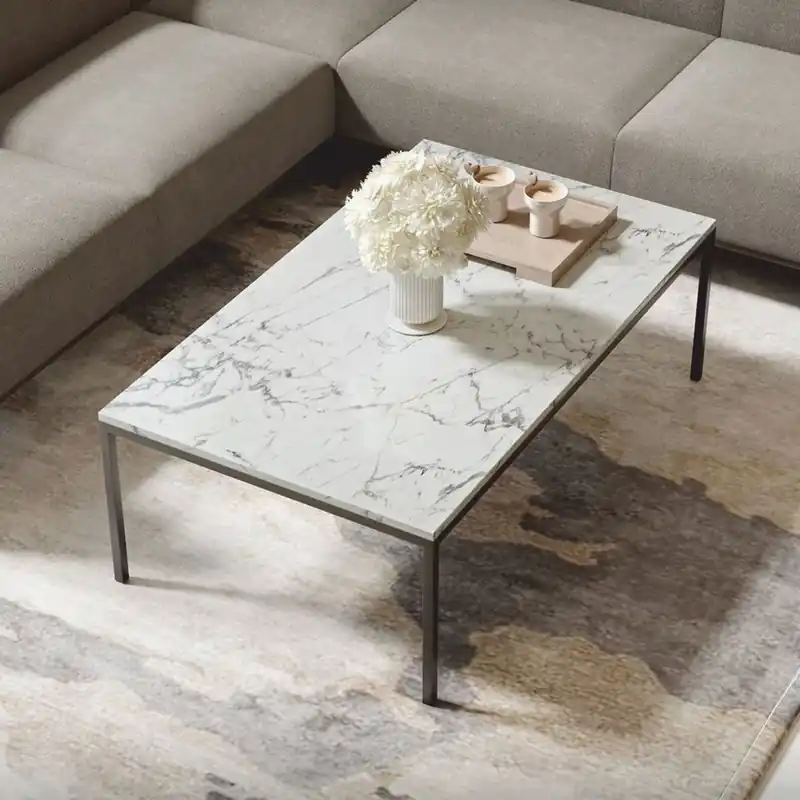 Casa Padrino mesa de centro de lujo con tapa de mármol blanco / negro 120 cm - Muebles de lujo Günstig