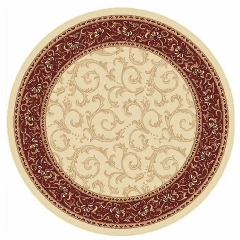 Must-Have Casa Padrino Alfombra de Salón Barroco de Lujo Crema / Rojo Burdeos - Varios Tamaños