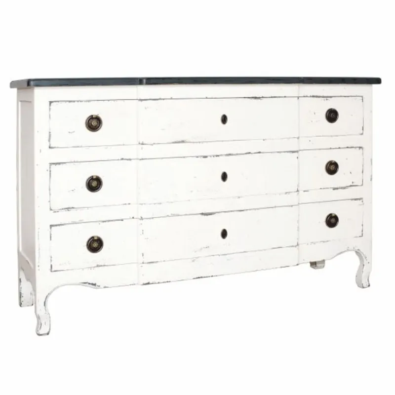 Casa Padrino cómoda de estilo campestre shabby chic con 3 cajones blanco antiguo / negro 130 cm Preiswert