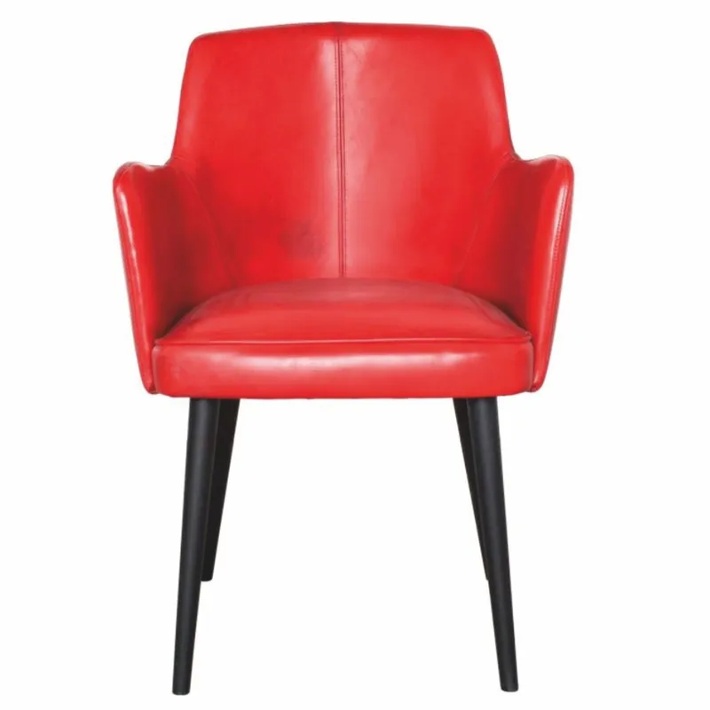 Geprüft Casa Padrino silla de comedor de cuero de lujo con reposabrazos rojo / negro - Muebles de comedor