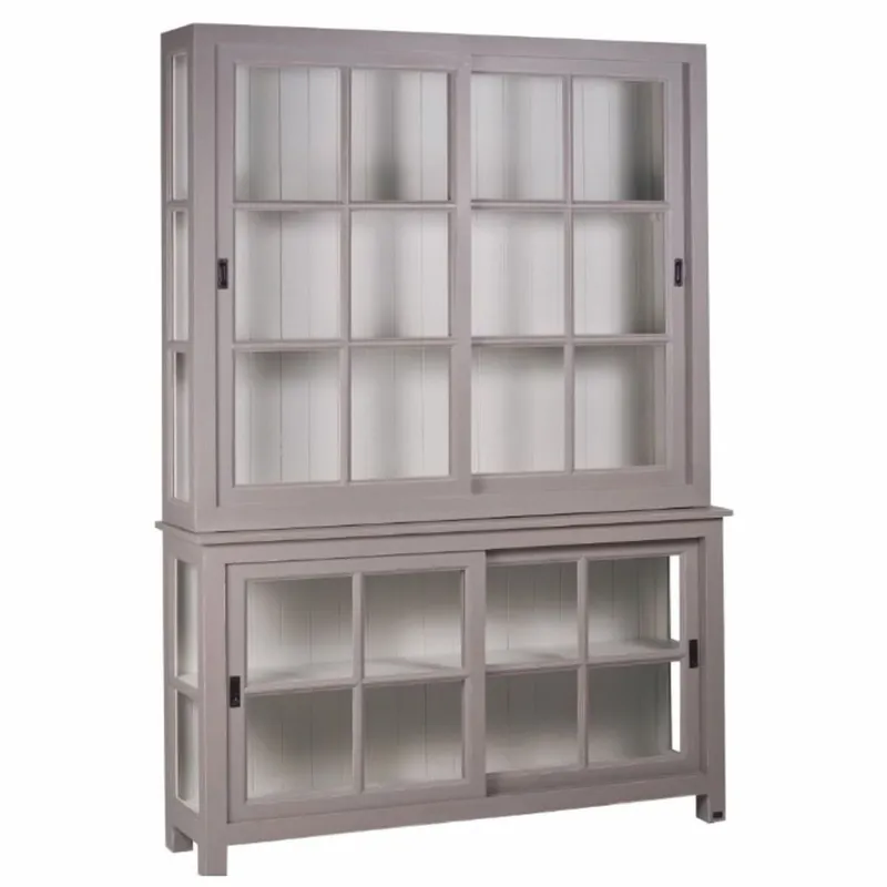 Casa Padrino vitrina de estilo campestre con 4 puertas correderas gris / gris claro 150 x 40 x Al. 220 cm Must-Have