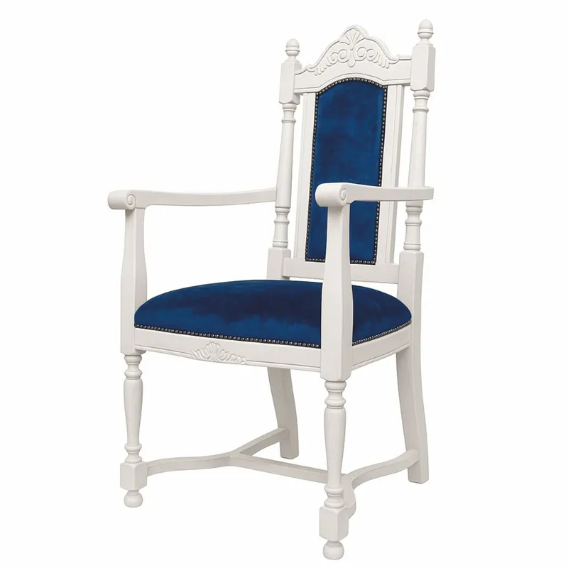 Casa Padrino Silla de Comedor Barroco de Lujo con Reposabrazos Azul Real / Blanco - Muebles Barrocos Online Kaufen