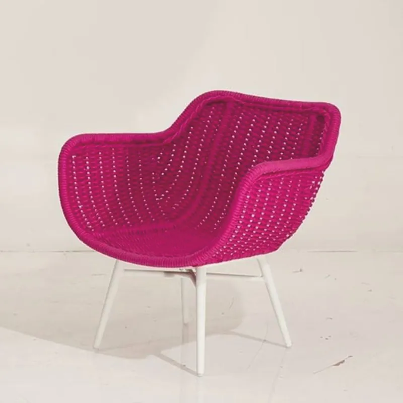 Neu Casa Padrino sillón de jardín de lujo rosa / blanco - Muebles de jardín y patio de lujo