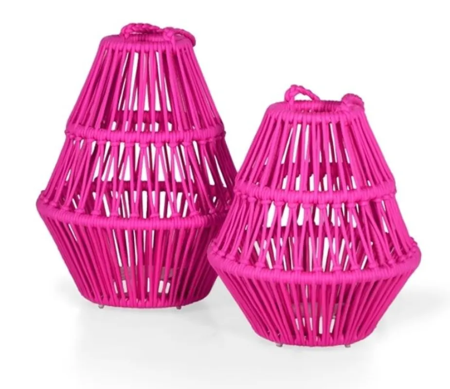 Casa Padrino Conjunto de Faroles de Jardín de Lujo Rosa - Accesorios de Decoración para Jardín y Patio Markenware