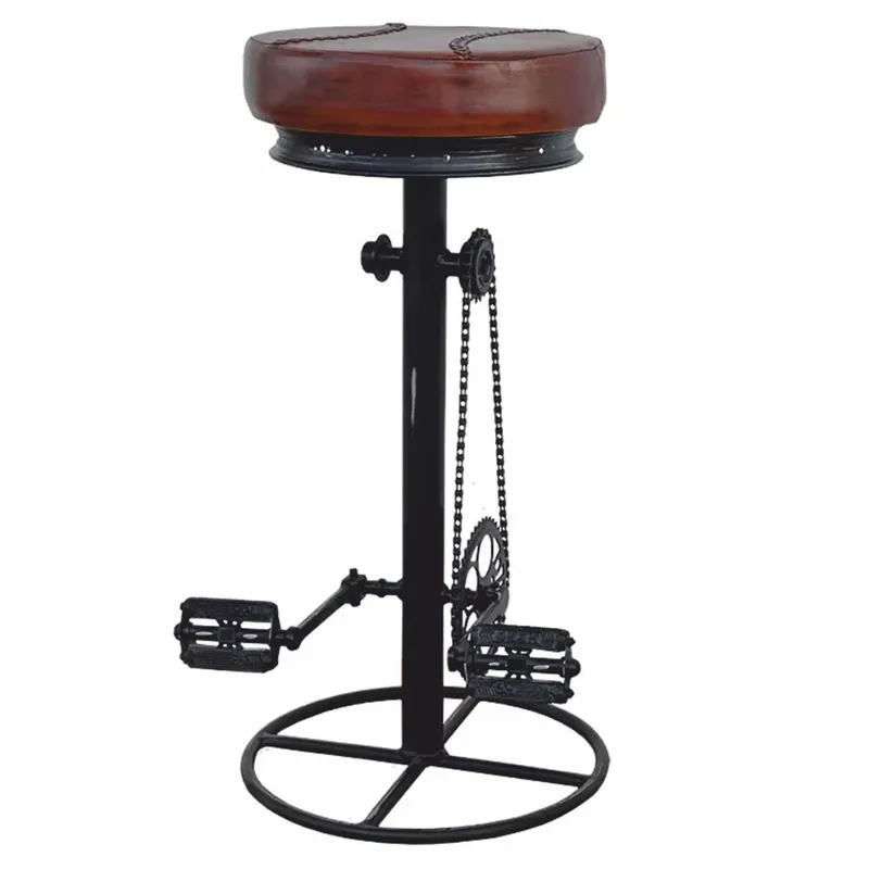 Aktuell Casa Padrino taburete de bar estilo industrial negro / marrón Al. 80 cm - Mobiliario de bar