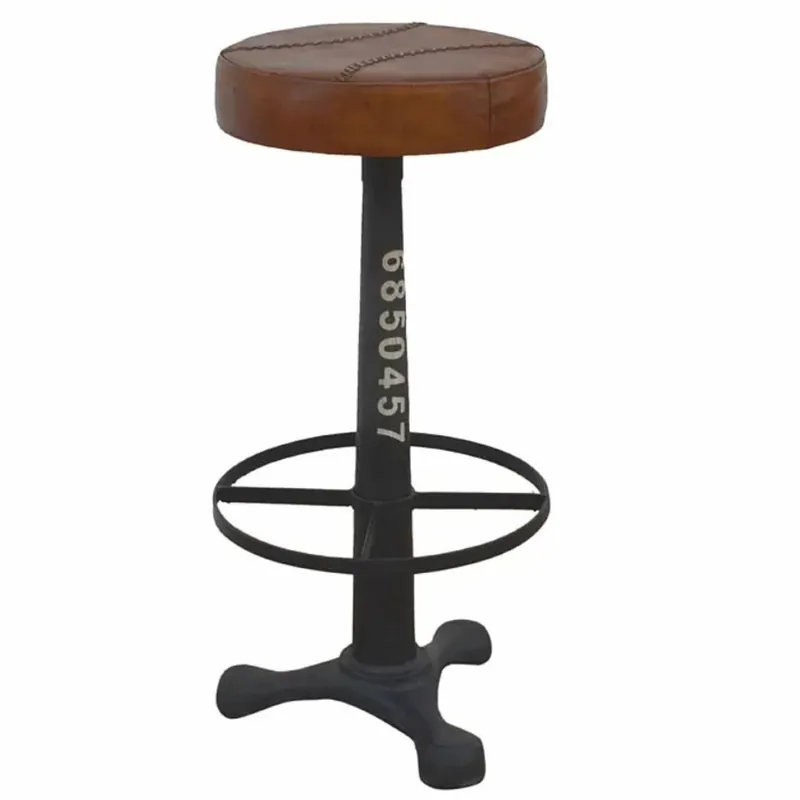 Abverkauf Casa Padrino taburete de estilo industrial negro / marrón Al. 60 cm - Muebles de estilo industrial