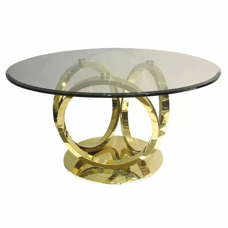 Aktuell Casa Padrino mesa de comedor de diseño con tapa de vidrio oro Ø 150 cm - Muebles de comedor