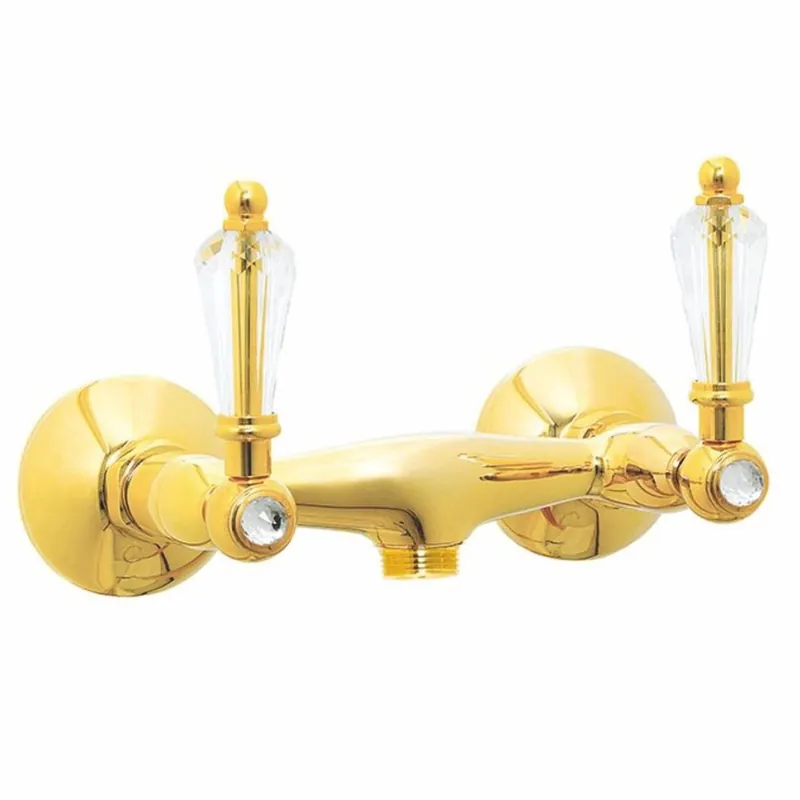 Preiswert Casa Padrino Mezclador de Ducha Art Nouveau de Lujo con Cristal Oro - Hecho en Italia