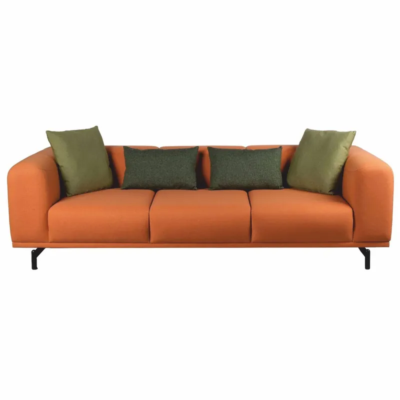 Neue Ware Casa Padrino sofá de lujo naranja / negro 240 cm - Interior de salón y hotel