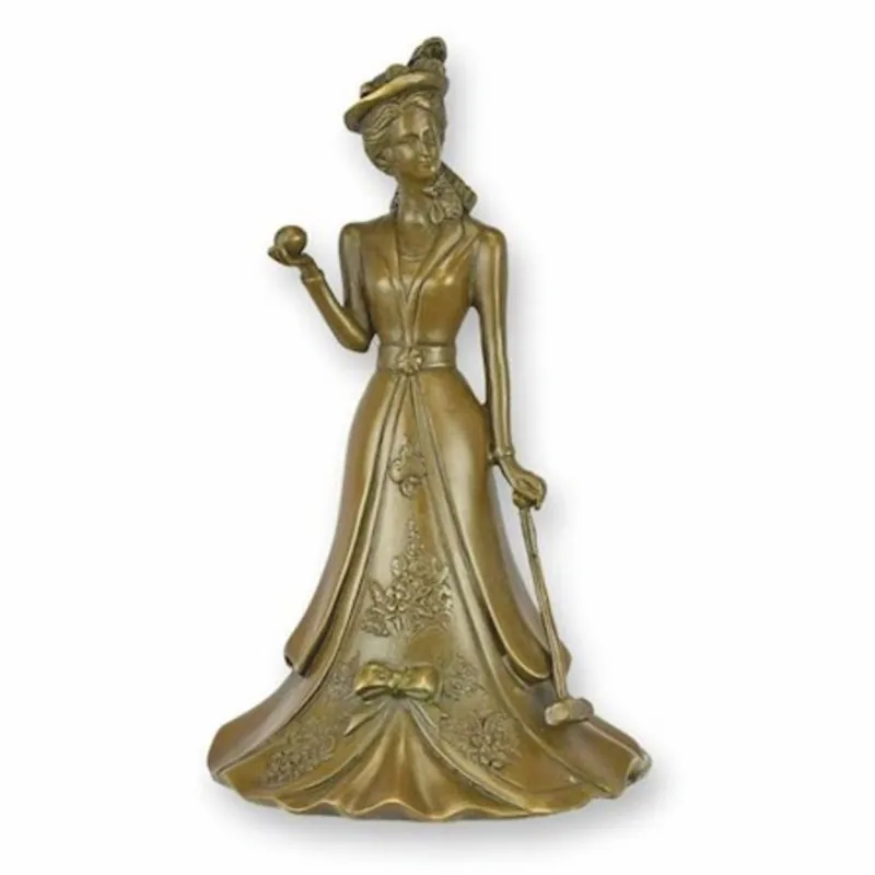 Neu Im Sortiment Casa Padrino campana de mesa Art Nouveau dama con palo de golf bronce Al. 16,8 cm