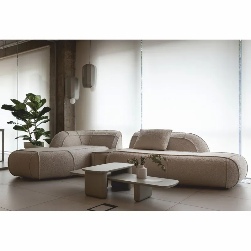 Must-Have Casa Padrino sofá esquinero de lujo con mesa auxiliar integrada beige 332 cm - Sofá modular de salón