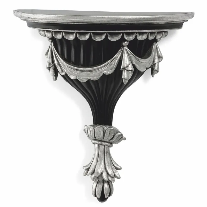 Sale Casa Padrino consola de pared barroco de lujo plata antigua / negro Al. 38 cm - Hecho en Italia