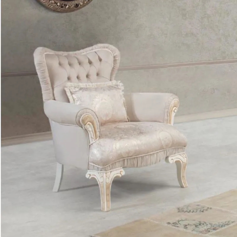 Wochenendangebot Casa Padrino Sillón Barroco de Lujo Gris / Blanco / Beige - Muebles Barrocos de Salón