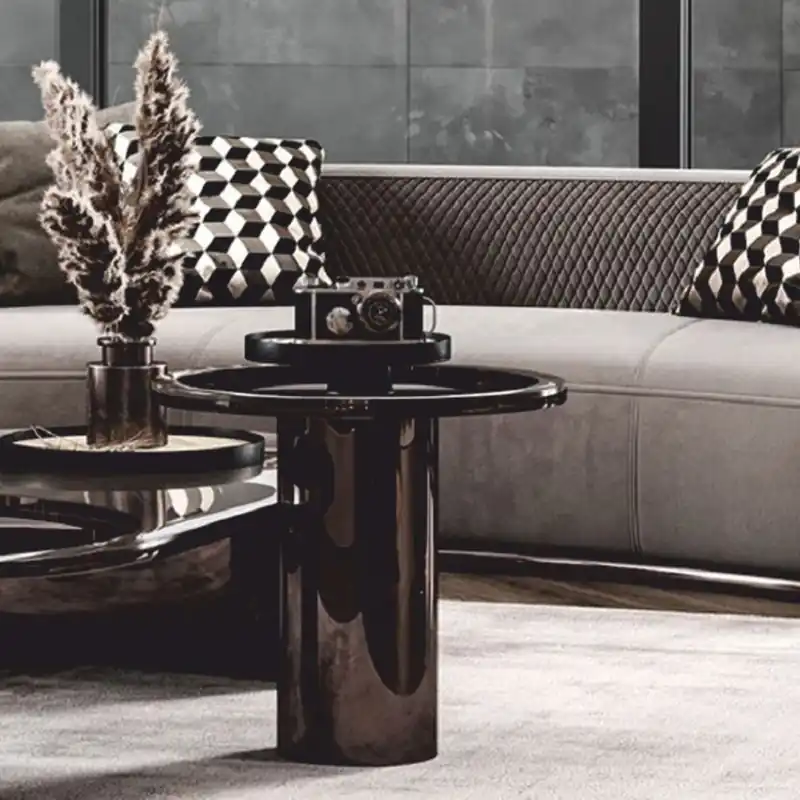 Casa Padrino mesa auxiliar de lujo con tapa de vidrio bronce / gris Al. 50 cm - Muebles de lujo Super-Preis