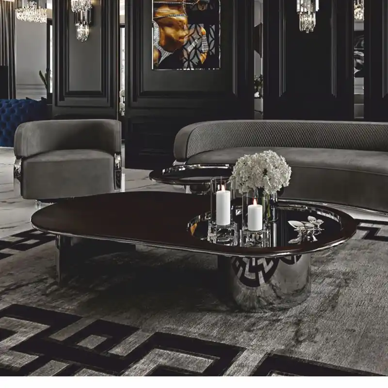 Preiswert Casa Padrino mesa de centro de lujo marrón oscuro / plata 150 cm - Muebles de hoteles y salones