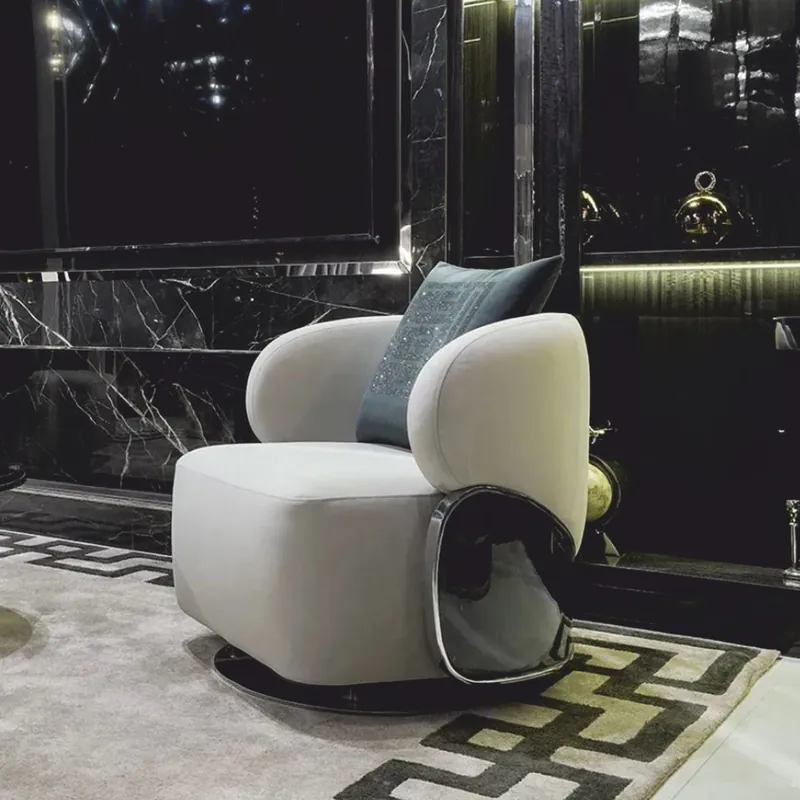 Geprüft Casa Padrino sillón giratorio de lujo gris claro / marrón oscuro / plata - Muebles de salón y hotel