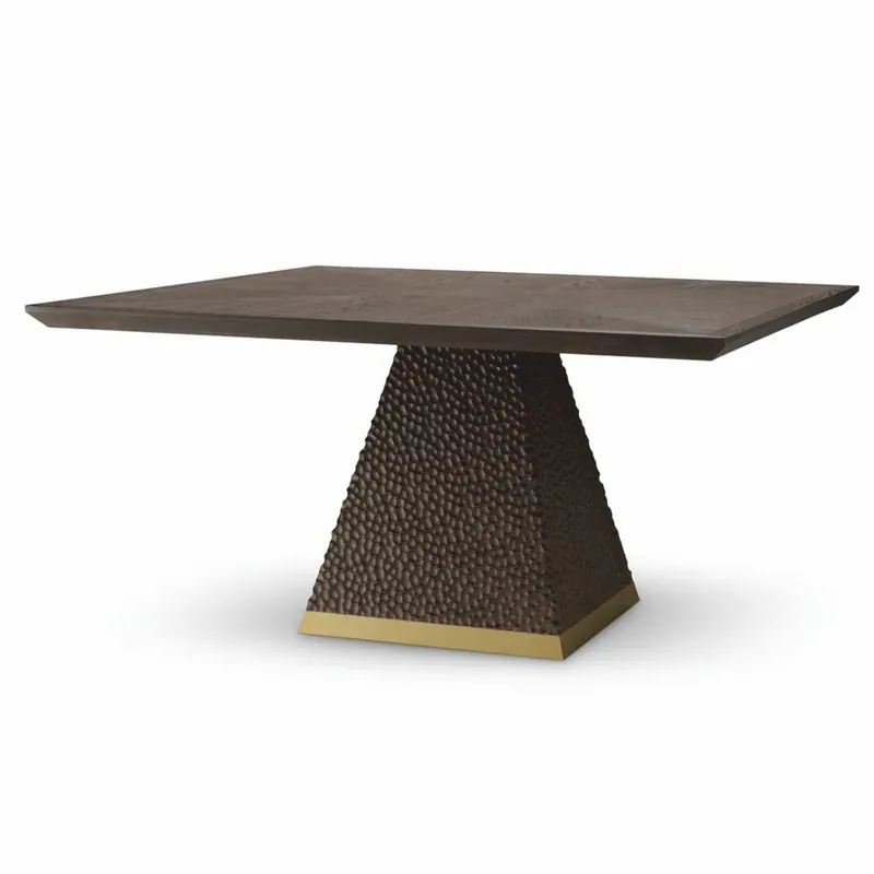 Abverkauf Casa Padrino Mesa de Comedor de Lujo Marrón Oscuro / Latón Antiguo 150 cm - Muebles de Comedor