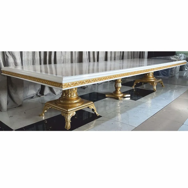 Sofort Bestellen Casa Padrino Mesa de Comedor Barroco de Lujo Crema / Blanco / Oro 350 cm - Muebles de Comedor Barroco