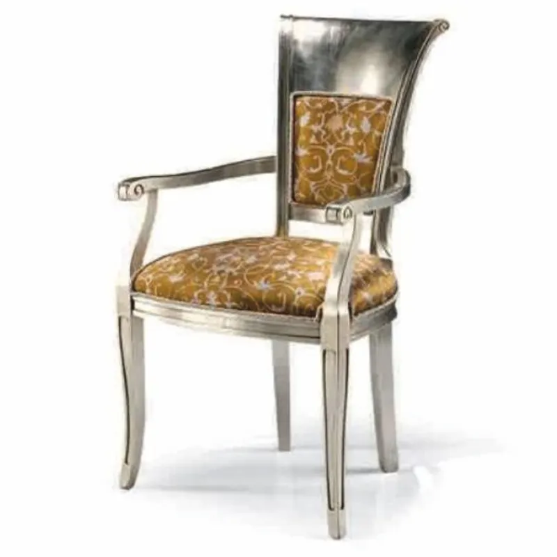 Casa Padrino Silla de Comedor Barroco de Lujo con Reposabrazos Plata / Marrón A. 98 cm - Hecho en Italia Schnäppchen