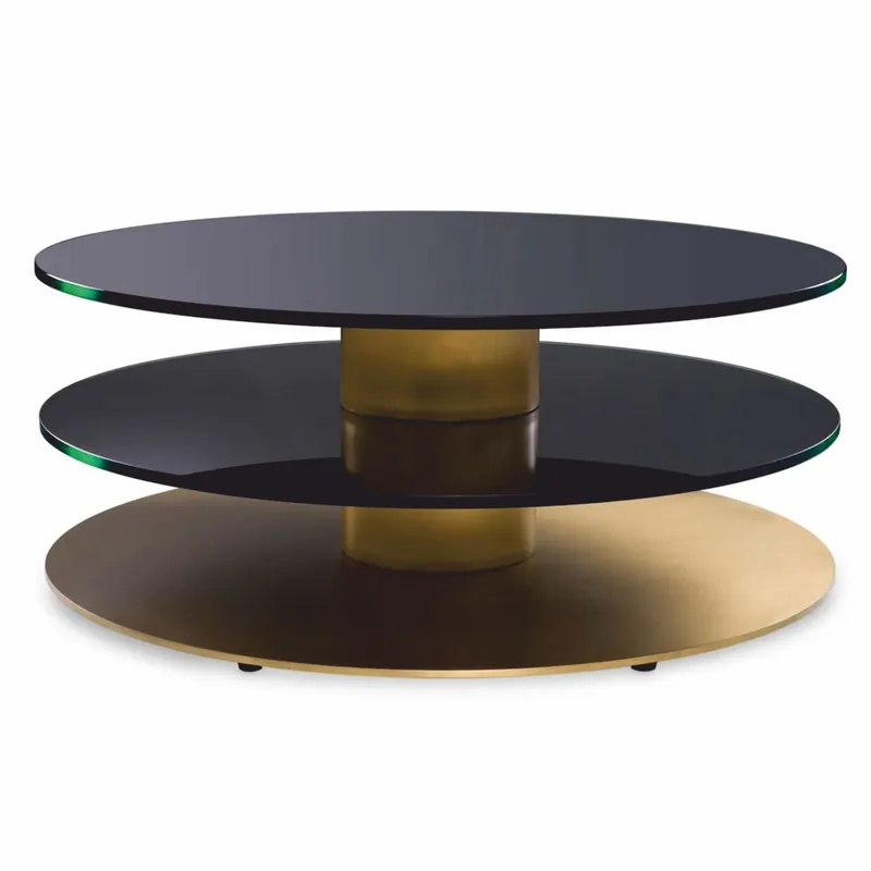 Jetzt Bestellen Casa Padrino mesa de centro de lujo latón / negro Ø 100 cm - Muebles de sala de estar