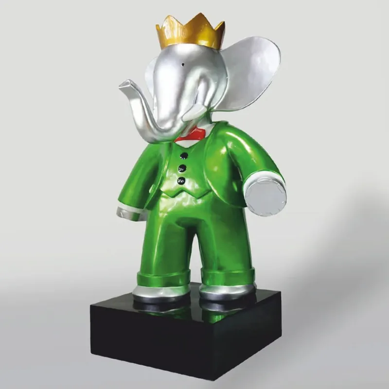 Nur Heute Casa Padrino escultura decorativa XXL de elefante con corona Al. 180 cm - Decoración de jardín