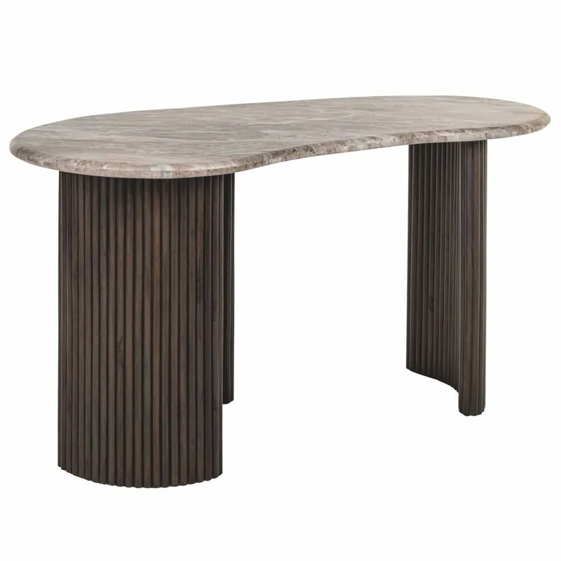 Billig Casa Padrino escritorio de lujo con tablero de mármol beige / marrón oscuro 150 cm - Muebles de oficina