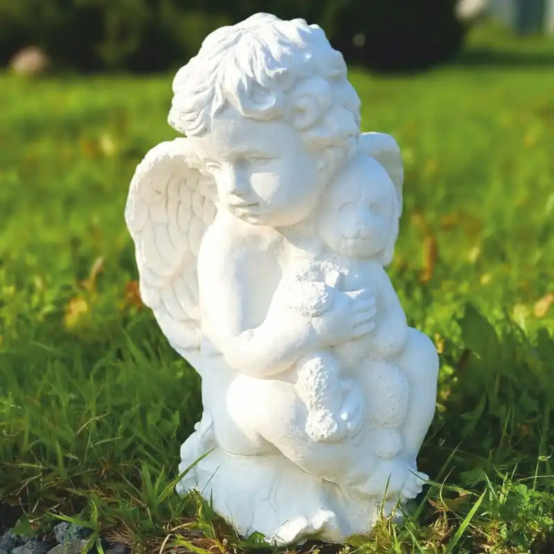 Schnäppchen Casa Padrino escultura de decoración de jardín Art Nouveau ángel blanco Al. 36 cm - Figura de jardín