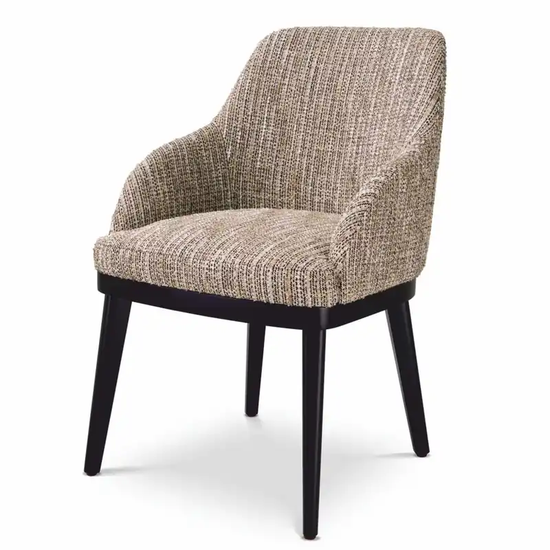 Casa Padrino silla de comedor de lujo con reposabrazos beige / negro Al. 79 cm - Muebles de comedor Neuheit