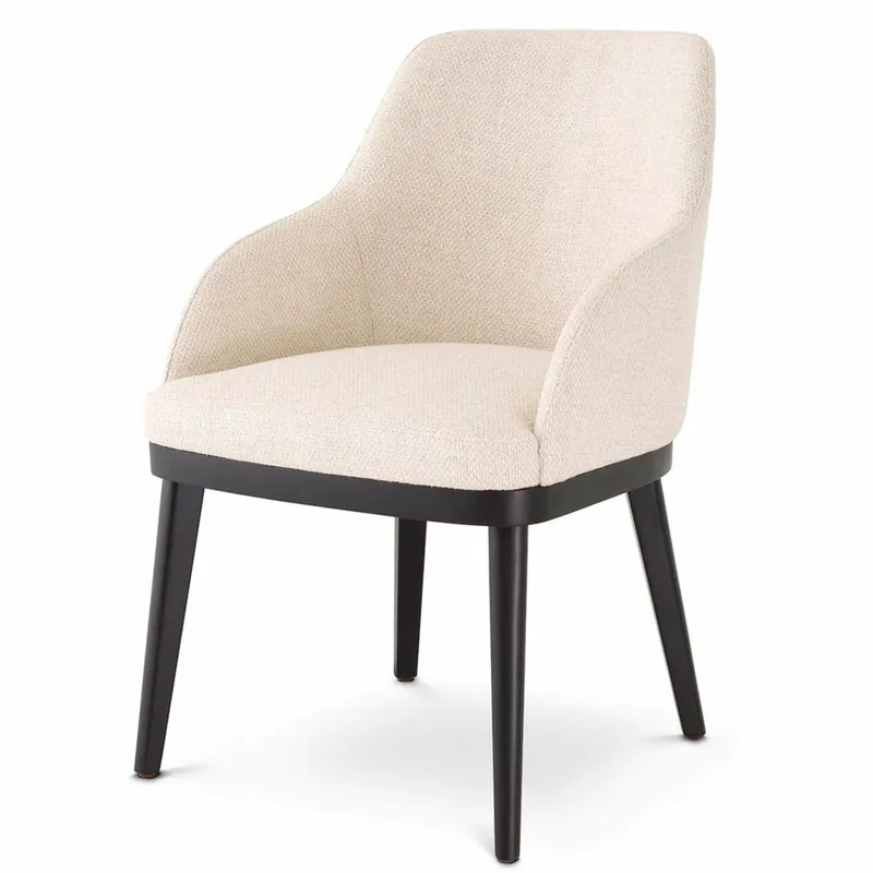 Casa Padrino silla de comedor de lujo con reposabrazos natural / negro Al. 79 cm Neu Im Sortiment