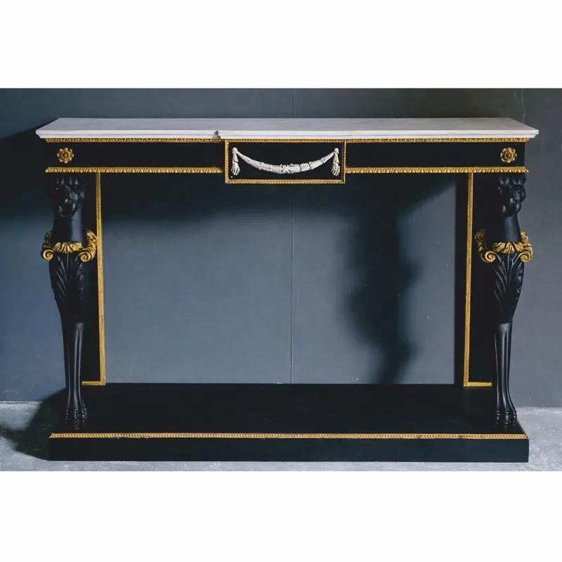 Neue Ware Casa Padrino Consola Barroco de Lujo Negro / Oro / Blanco 144 cm - Muebles Barrocos - Hecho en Italia