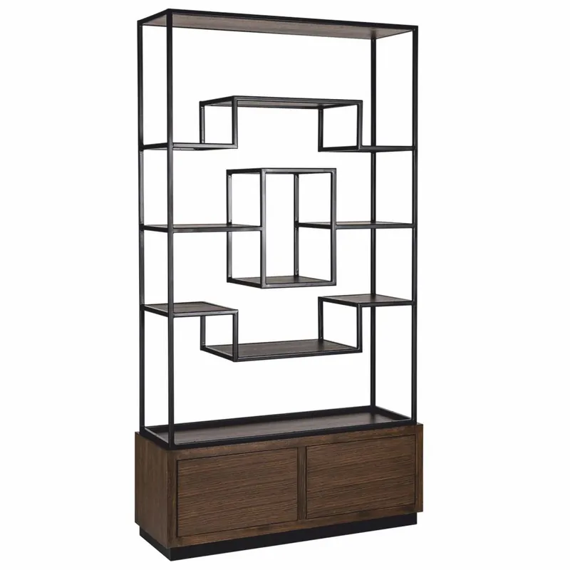 Casa Padrino armario de estantería de lujo marrón oscuro / negro 120 x Al. 240 cm - Muebles de lujo Rabatt