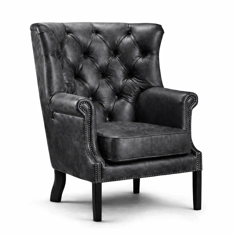 Casa Padrino sillón Chesterfield de lujo en piel gris oscuro vintage / negro Al. 115 cm Online Kaufen