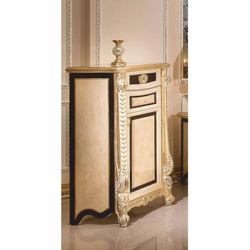 Casa Padrino Cómoda Barroco de Lujo Blanco / Beige / Negro / Oro Al. 124 cm - Muebles Barrocos Top-Seller