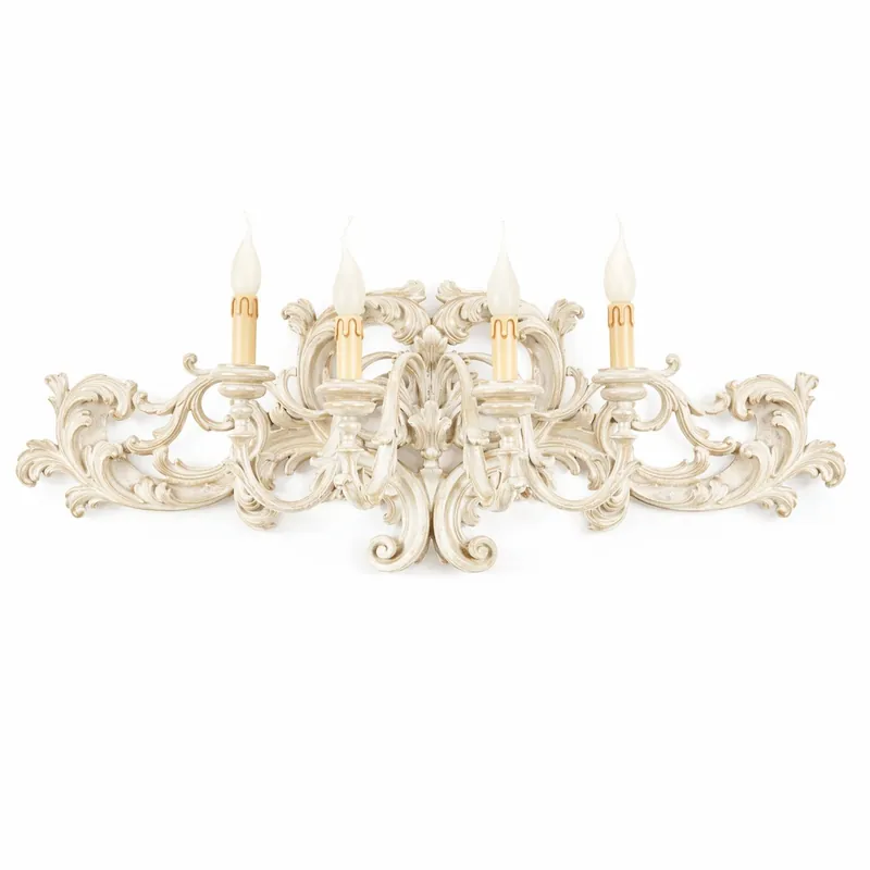 Casa Padrino lámpara de pared doble barroco de lujo blanco antiguo 91 cm - Hecho en Italia Markenware