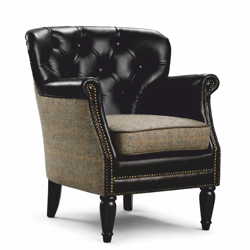 Neu Im Sortiment Casa Padrino Sillón Chesterfield de Lujo en Piel Negro / Gris - Muebles de Salón