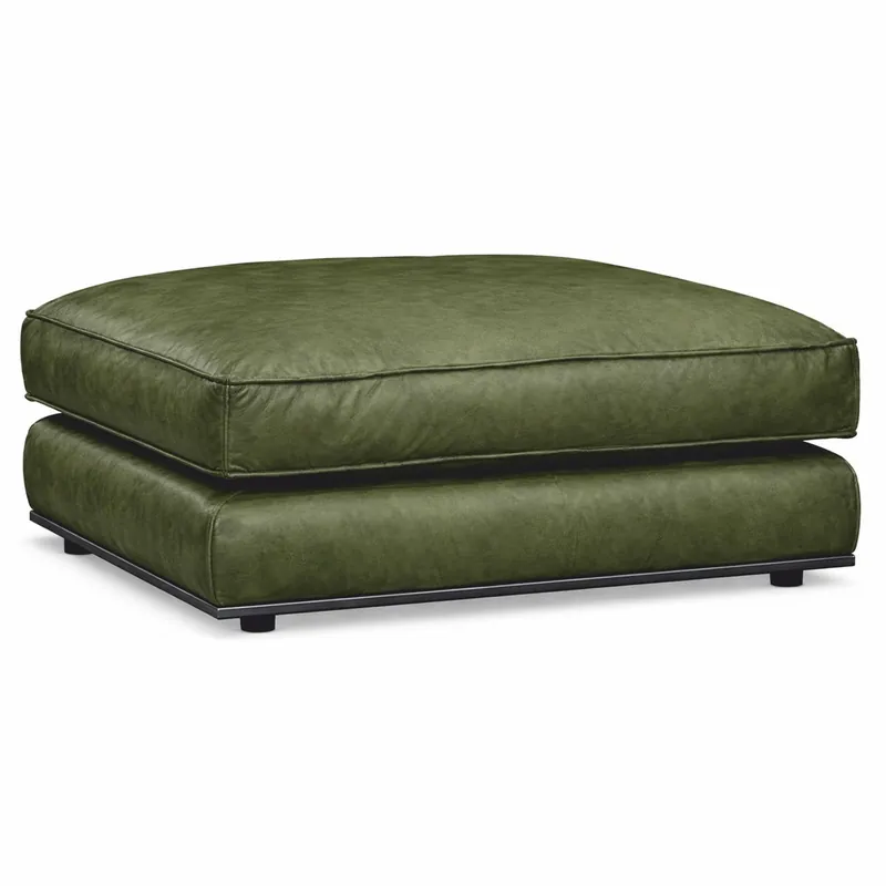 Neue Kollektion Casa Padrino taburete de lujo de cuero genuino verde vintage / negro 106 cm - Muebles de cuero