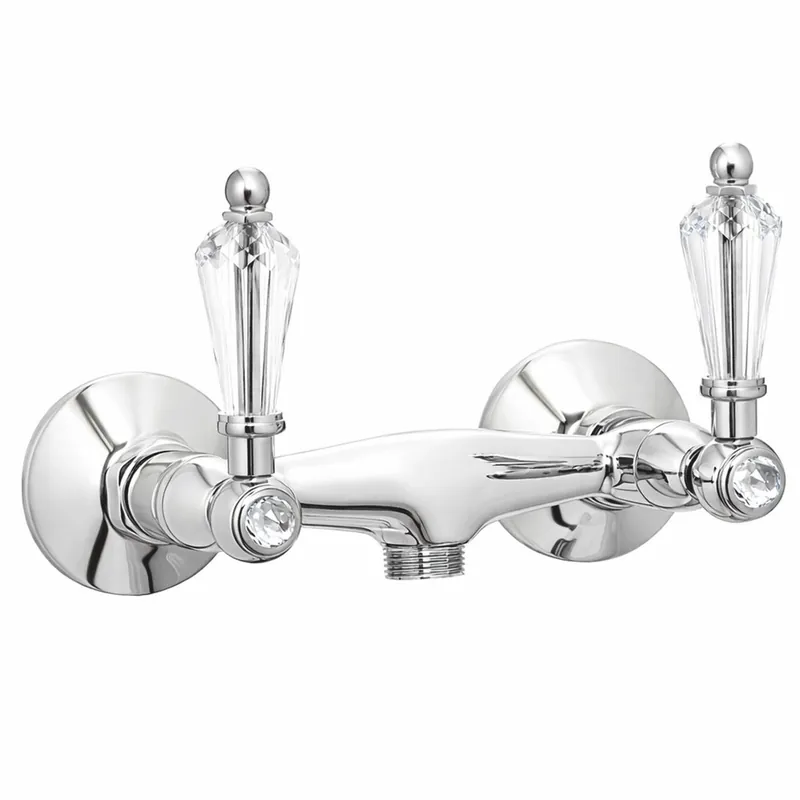 Heißes Angebot Casa Padrino Mezclador de Ducha Art Nouveau de Lujo con Cristal Plata - Hecho en Italia
