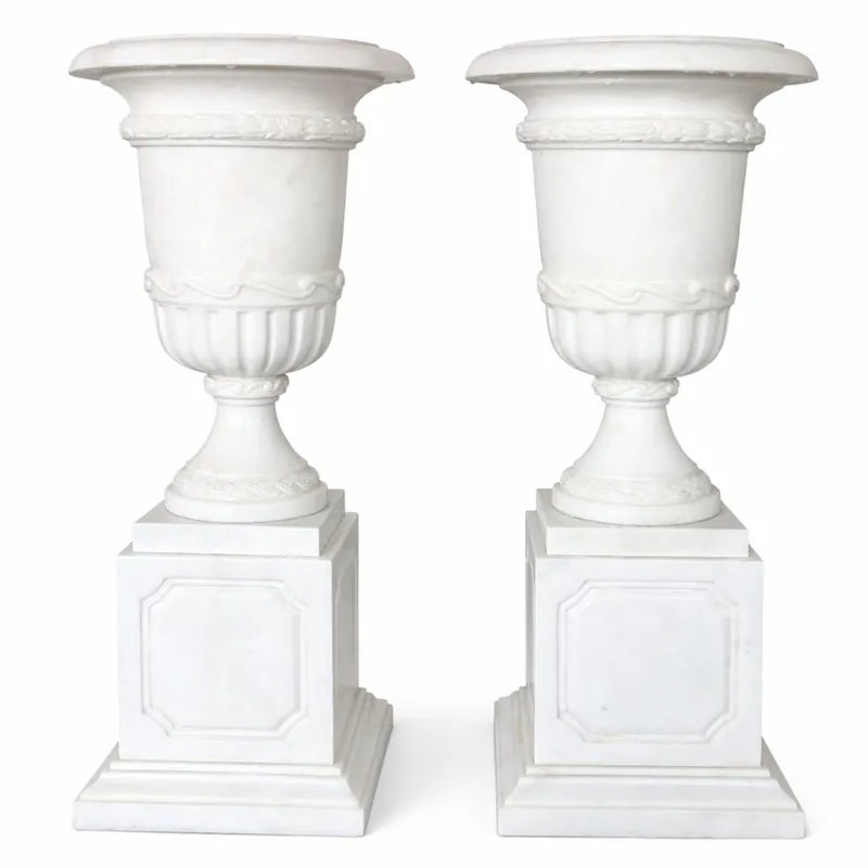 Top-Angebot Casa Padrino conjunto de macetas barrocos de lujo de mármol blanco Al. 110 cm - Decoración de Jardín