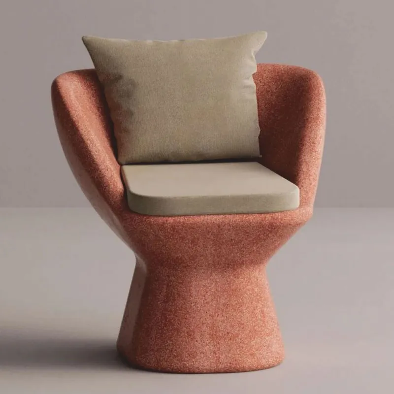 Casa Padrino sillón de lujo beige / rojo - Sillón de hormigón resistente a la intemperie Super-Preis