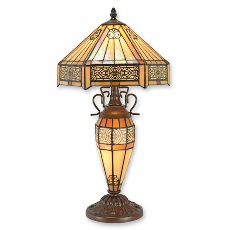 Casa Padrino Lámpara de Mesa Tiffany Beige / Marrón Oscuro Al. 57 cm - Lámparas Tiffany Schneller Versand