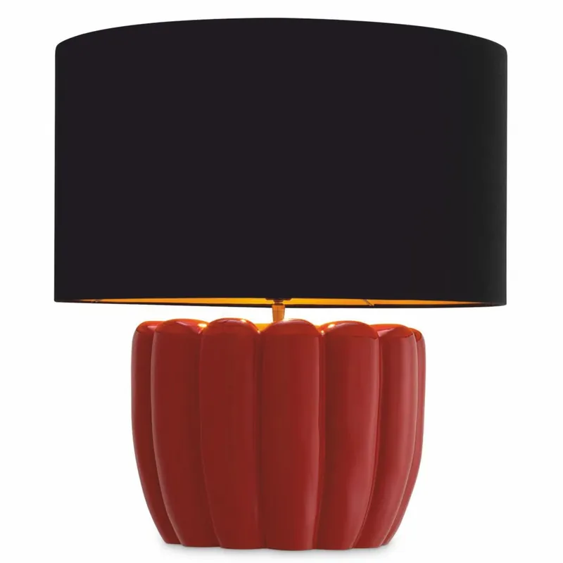 Echt Casa Padrino lámpara de mesa de lujo rojo / negro Al. 59,5 cm - Calidad de lujo