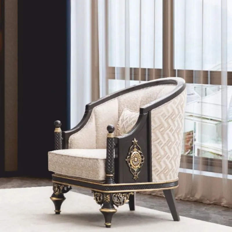 Garantierte Lieferung Casa Padrino Sillón Barroco de Lujo Beige / Marrón / Oro - Muebles Barrocos