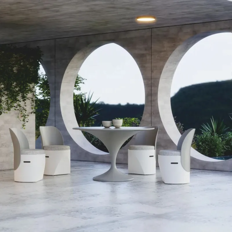Casa Padrino mesa de comedor de jardín de lujo gris mate Ø 120 cm - Muebles de jardín de lujo Bestseller