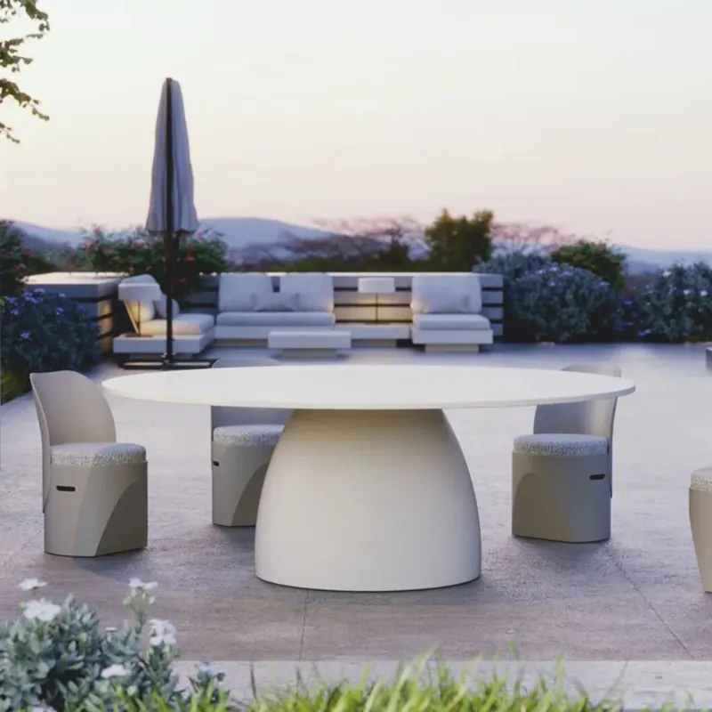 Begrenztes Angebot Casa Padrino mesa de comedor de jardín de lujo blanco mate Ø 200 cm - Muebles de jardín de lujo