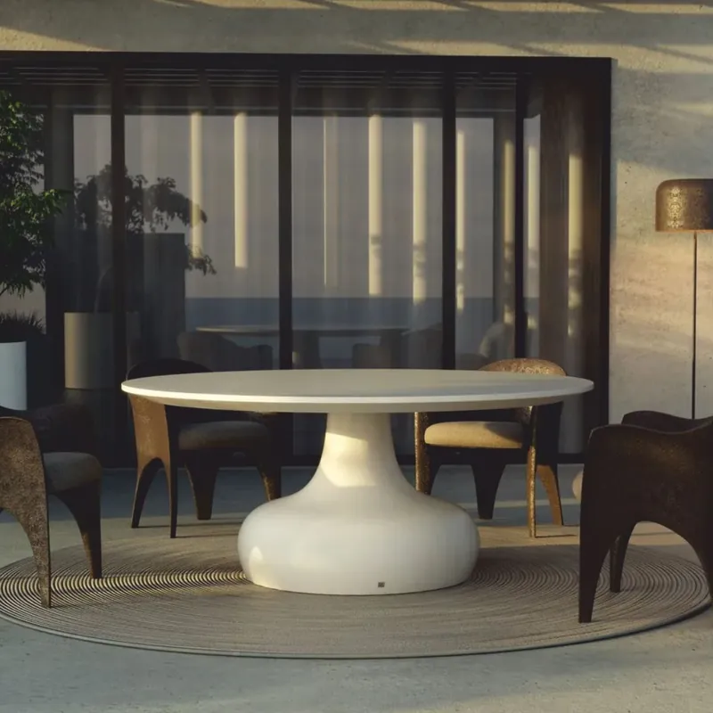 Casa Padrino mesa de comedor de jardín de lujo blanco mate Ø 180 cm - Muebles de jardín de lujo Sofort Bestellen